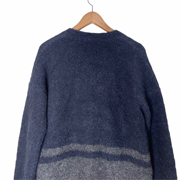 MADEWELL Boucle Wool and Alpaca Blend Blue and Gray Two Button Cardigan - Picture 13 of 15